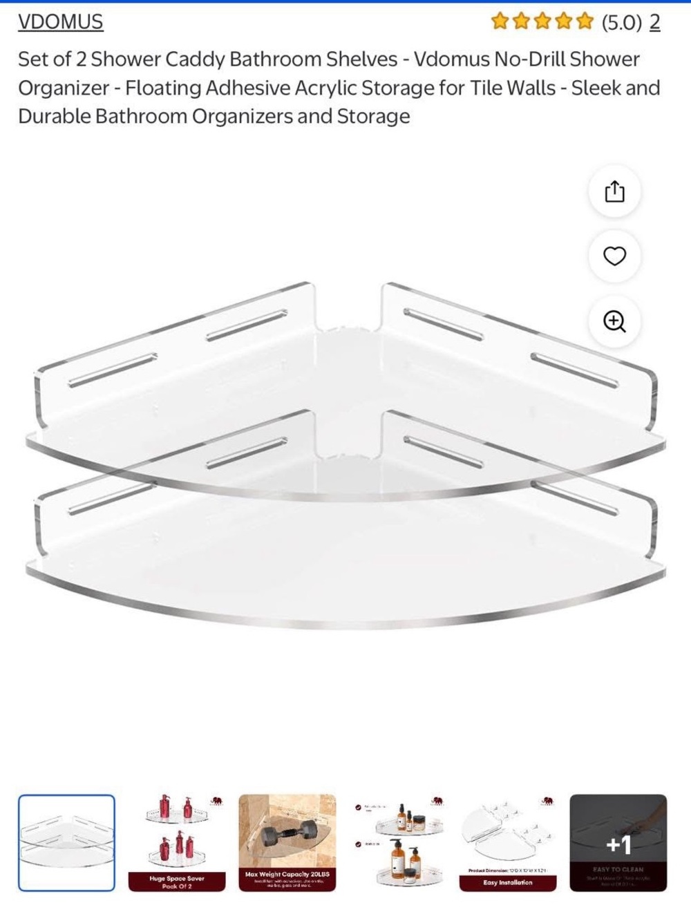 Clear Acrylic Corner Shelf - Transparent Bathroom Storage
